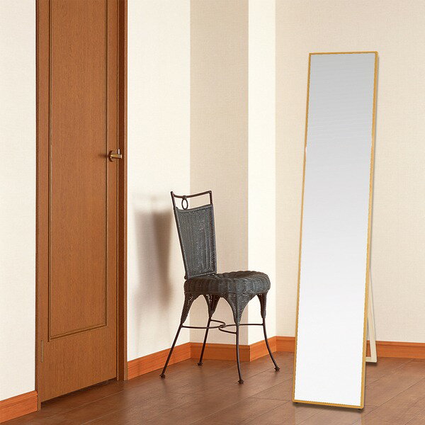 シンプル スタンドミラー/全身姿見鏡 【ナチュラル】 幅32cm 飛散防止加工