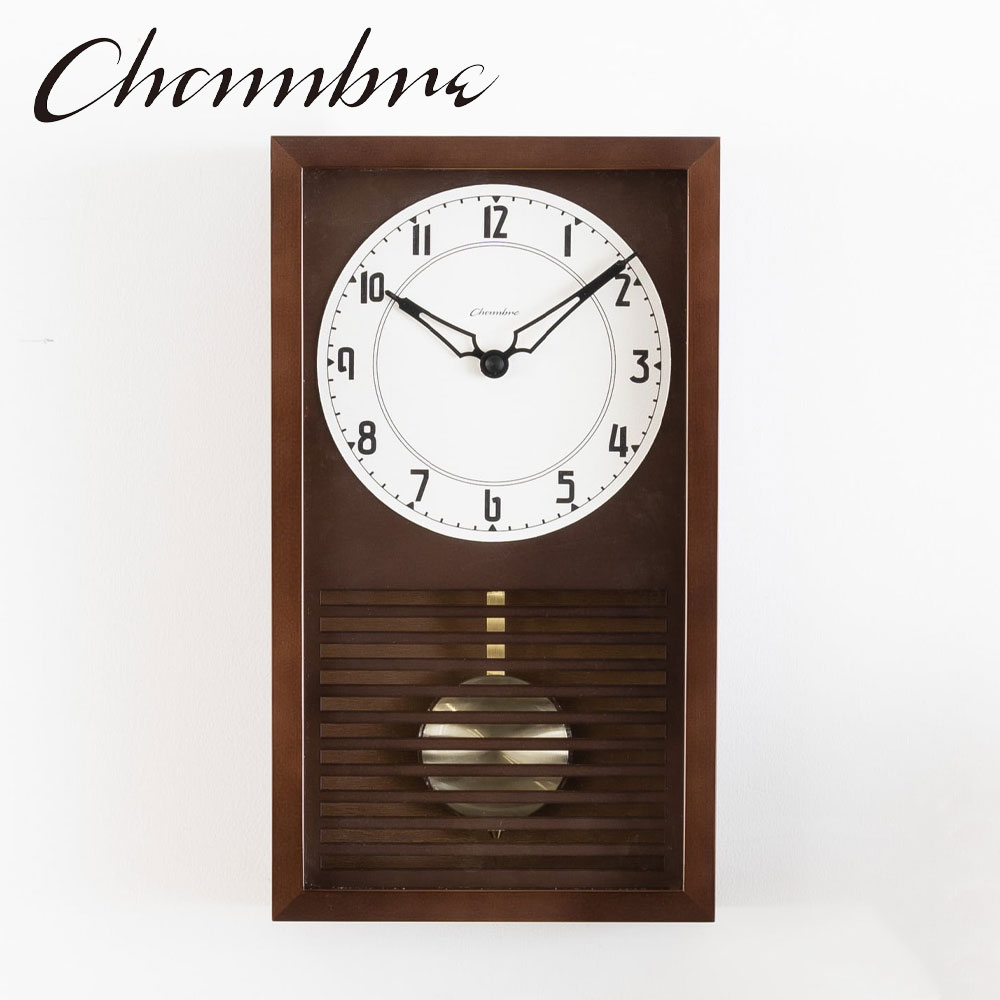 振り子時計 LATTICE PENDULUM CLOCK 【DARK BROWN】 壁掛け時計 / 振り子時計 / 置き時計 / レトロ / 和室 / モダン / 静音 / アナログ / 木製 / 贈り物 / 新築祝い / 日本製 / シャンブル【沖縄・離島 お届け不可】