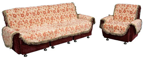 リビングセットカバー/ムーラン(ベージュ・グリーン)【3人掛用両肘付 カバーベルト付】イスカバー LS30-3,LS32-3【こちらの商品は受注生産です】【送料無料!】 椅子カバー 日本製