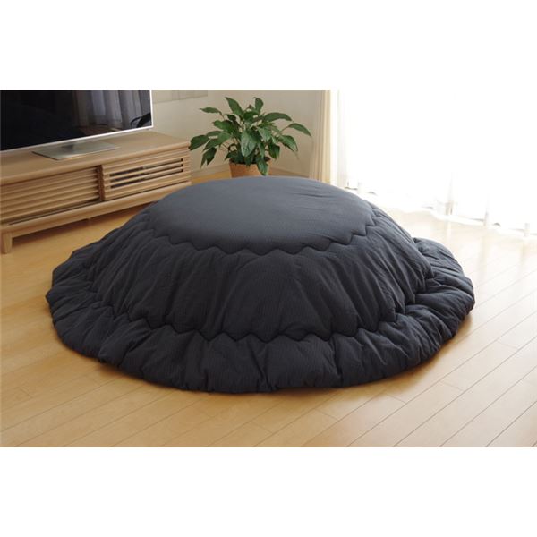 【クーポン配布中】こたつ布団 【単品 円形 刺子調 ネイビー 約205cm】 厚掛けタイプ 洗える 表地:綿100% 〔リビング ダイニング〕【代引不可】