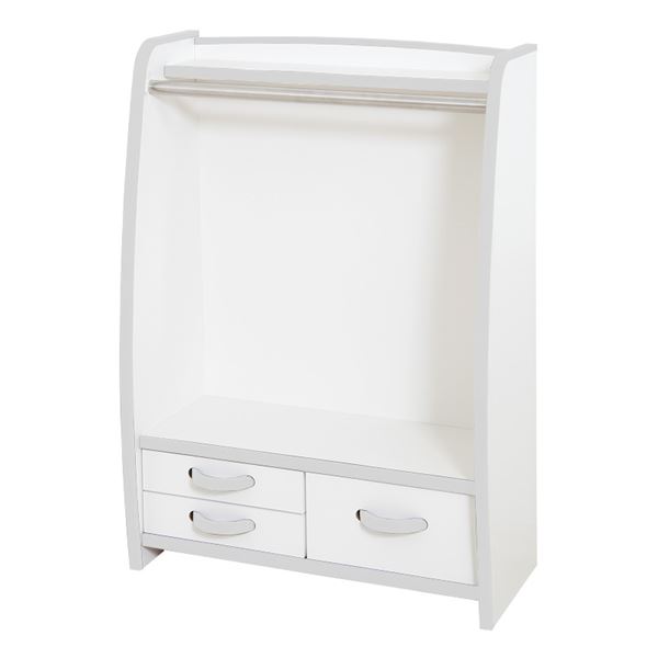 【 キッズ家具 子供部屋 】 子供用 ハンガーラック / 衣類収納 【幅62.6cm ホワイト】 日本製 高耐久 引き出し付き 知育家具 EVAキッズシリーズ 【完成品】