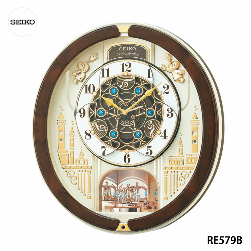 セイコー メロディ電波からくり掛時計 39曲入り RE579BSEIKO 電波時計 カラクリ時計 掛け時計 壁掛け時計お祝い 引っ越し祝い 結婚祝い 新築祝い 開院祝い オープン祝い (23-0268-049)