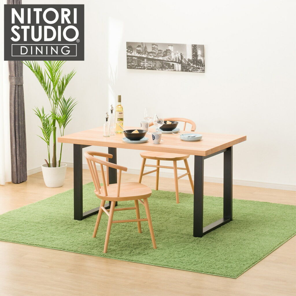 ダイニングテーブル3点セット (NコレクションT-06U 135 NA/BK/C-53 NA) ニトリ 【配送員設置】 【5年保証】