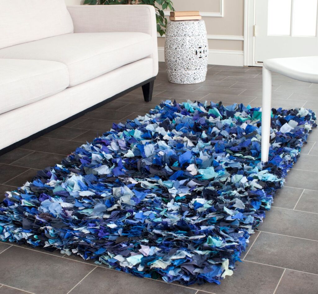 [送料無料] Safavieh Rio Cassandra Confetti Polyester Shag Area Rug, Blue/Multi, 2