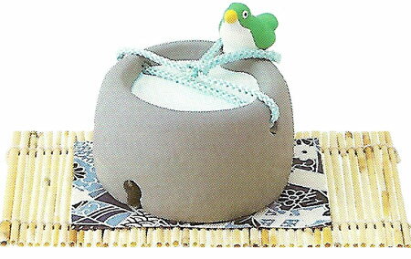 涼をお届け! 夏ものがたり 土鈴・福鈴 手洗鉢と小鳥 earthenware goods 〈どれい・ふくりん 和のインテリア・お飾り・置物 海外・外国へのお土産・贈り物・ギフト・プレゼントにもおススメです。 てあらいばち 手洗い鉢 通販〉