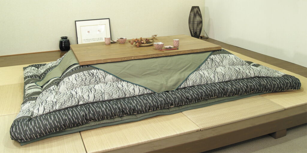 KF-381 こたつふとん こたつ布団 サロン付き 掛敷セット サロン 掛け布団 敷き布団 長方形 保温 日本製 安心 和風 和モダン アサヒ木工 大分 日田