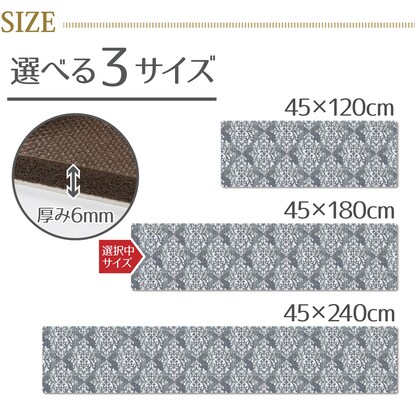 弾力感が心地よい拭けるキッチンマット 厚み6ｍｍ（クラシーク180）