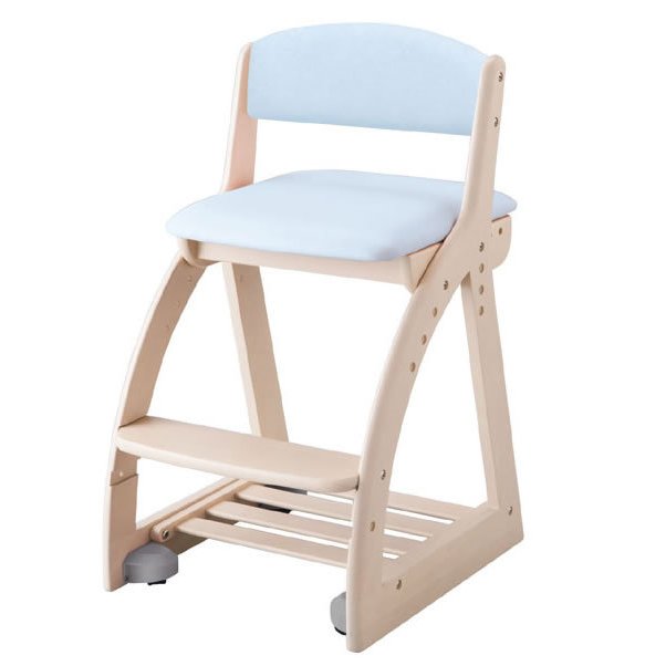 コイズミ 4ステップチェア 木製学習椅子 4STEP Chair ライトブルー色 木部はホワイトウォッシュ色 FDC-052WW