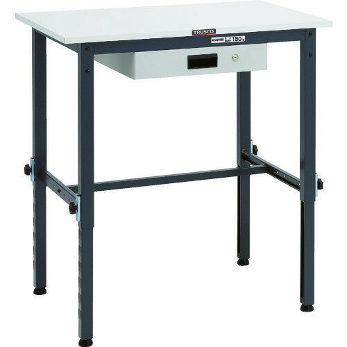 ■TRUSCO 軽荷重作業台高さ調節式(150kg)AEM型 900X600XH650〜950 薄型1段引出付 ダークグレー色 RAEM0960UDK1DG(8688734)[法人限定][直送元]