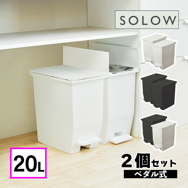 【レビューでプレゼント】【分別に便利 2個セット】ゴミ箱 リス RISU SOLOW ソロウ ペダルオープンツイン 20L (ホワイト 177425/ブラック 177432/ホワイト