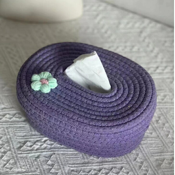 ロープティッシュケース 箱ティッシュケース ファブリック製 箱ティッシュケース ロープ編み ティッシュケース おしゃれな箱ティッシュケースカバー