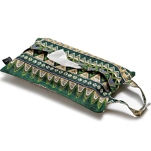 Kuai 車用 エスニック ティッシュケース ティッシュホルダー ティッシュカバー 綿麻 吊り下げ 壁掛け カラバリ おしゃれ 便利 収納 2