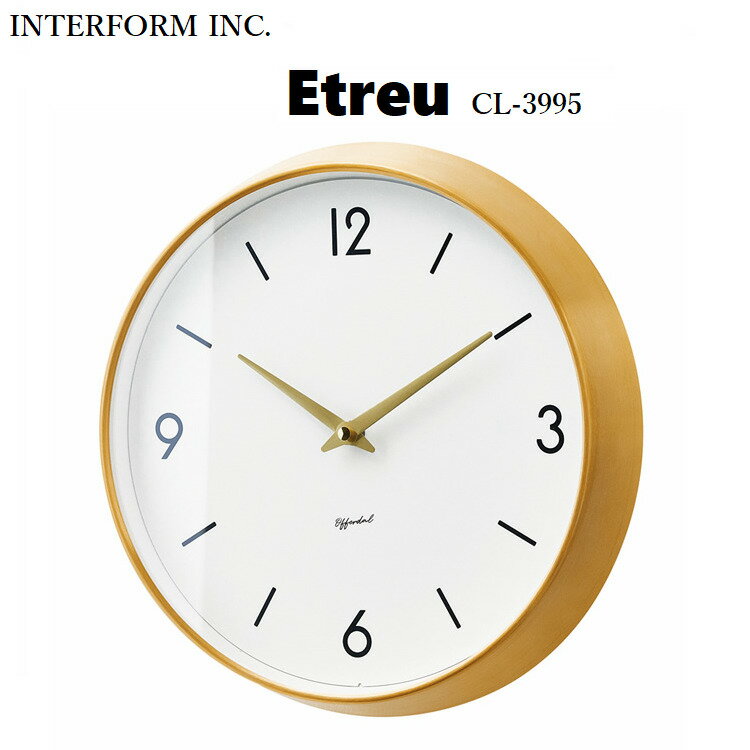 INTERFORM インターフォルム おしゃれ時計 Etreu エトル CL-3995壁掛け時計 掛け時計 かわいい スイープ 静か 無音 壁時計 北欧 モダン シンプル 海外インテリア リビング 寝室 一人暮らし ウォールクロック インテリア ゴールド ピンクゴールド オシャレ