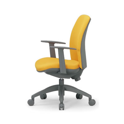 時間指定不可 アイコ 法人限定 事務用チェア ミドルバックT型肘タイプ 布張り(イエロー)