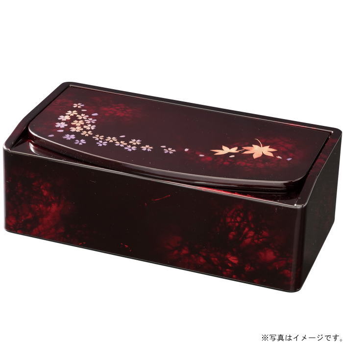 【紀州漆器】鏡付ティッシュBOX春秋(金蒔絵)ABS(25-558/26-50-7)【送料込み価格】