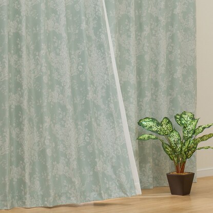 お好みサイズカーテン PK005 グリーン(幅201-300/丈171-220cm)