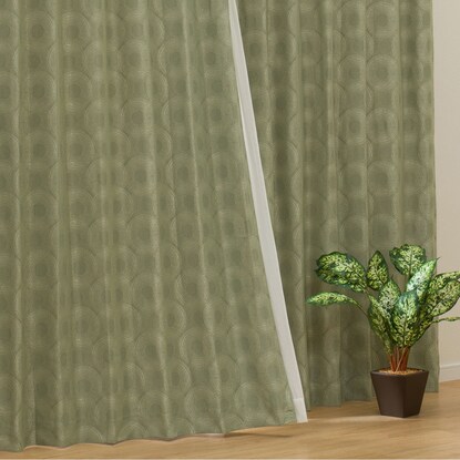 お好みサイズカーテン PK002 イエローグリーン(幅-100/丈90-170cm)