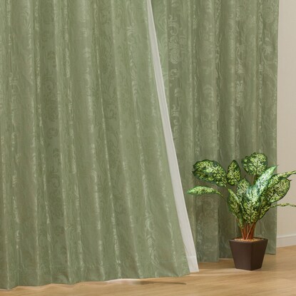 お好みサイズカーテン PK006 イエローグリーン(幅101-200/丈171-220cm)