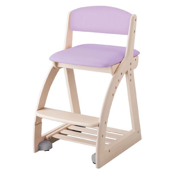 コイズミ 4ステップチェア 木製学習椅子 4STEP Chair パープル色 木部はホワイトウォッシュ色 FDC-053WW