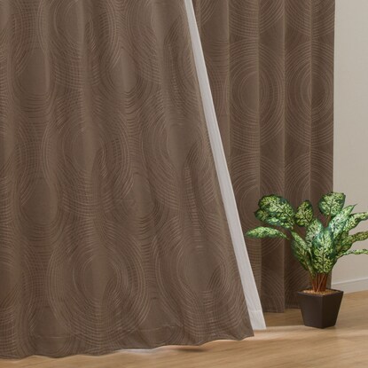 お好みサイズカーテン PK001 ブラウン(幅-100/丈90-170cm)
