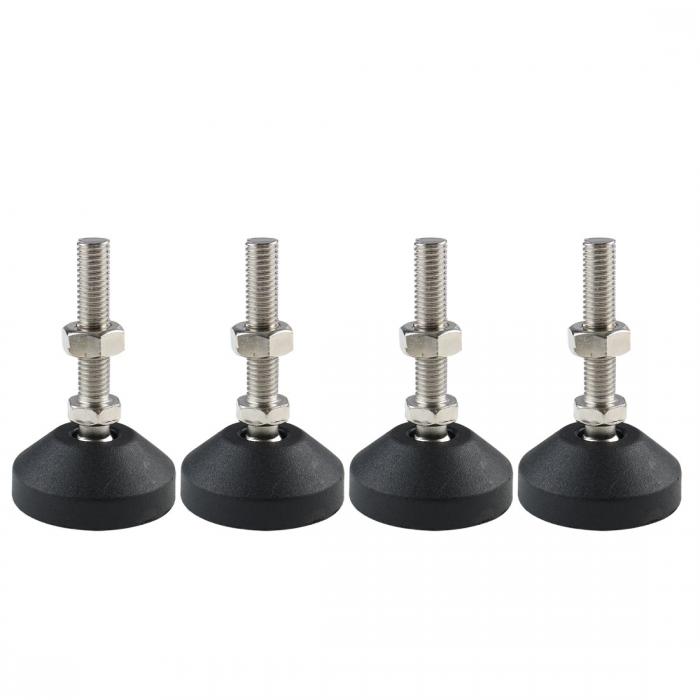 uxcell レベリングフィート M10 x 50 x 50mm 機械 レベリングフット 調節可能 レベラー 脚 アンチスリップ フロアプロテクター 工場用 4パック