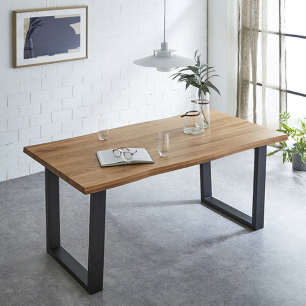 ダイニングテーブル 幅約160cm ナチュラル オーク無垢材 アジャスター付き 木製脚付き リビング インテリア家具