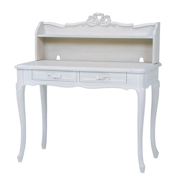 デスク 引出し付 姫系 ロマンチック HAMPTON 幅100cm ( 白家具 猫脚 クラシック アンティーク ねこ脚 机 つくえ 勉強机 学習机 天然木 木製 マホガニー )【3980円以上送料無料】