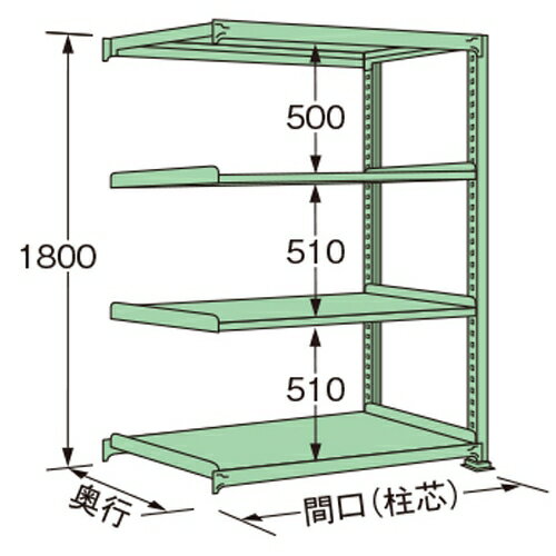 扶桑金属工業 中量ラック ME1809M04R 単連:連結タイプ 棚:4段(天板含む) [法人・事業所限定][送料別途お見積り]