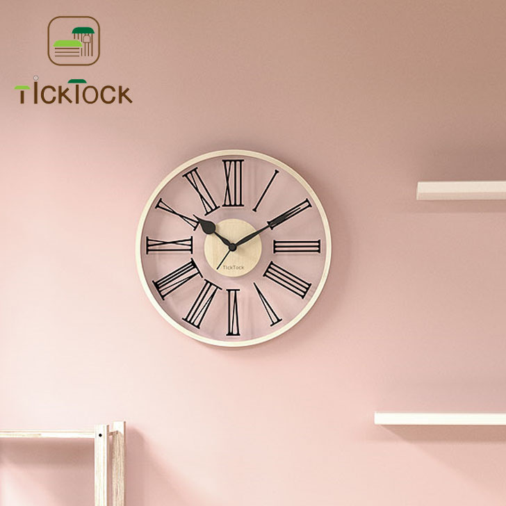 ティックトック 壁掛け時計 TickTock 正規販売店 Italy Roman 300 Glass Tree Wood Interior Noiseless Wall Clock イタリー ローマン グラス ツリー ウッド インテリア ノイズレス ウォール クロック NATURAL ナチュラル 壁時計 8163472327 ACC