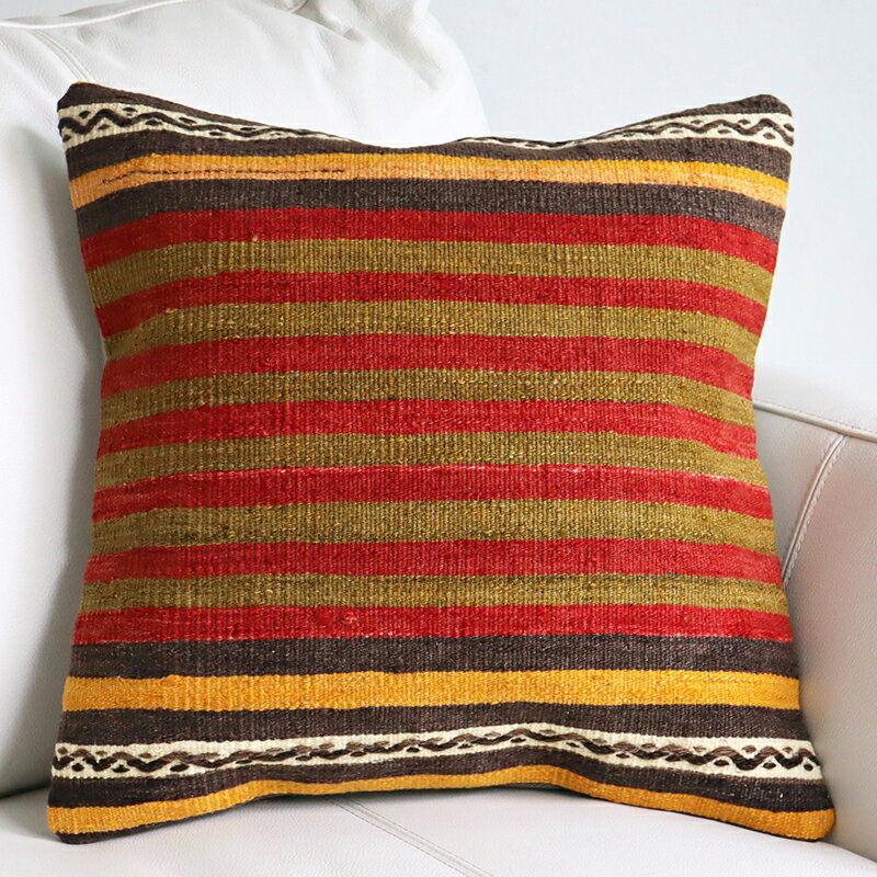 【15%OFFクーポン対象品】オールドキリム クッションカバー 40cm Old Kilim Cushion シンプルボーダー