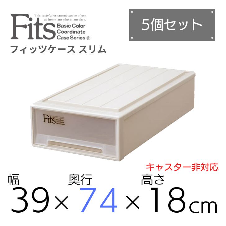 【SALE】 【5個組】 天馬 fits フィッツケース スリム 収納 収納ケース 幅39 奥行74 収納ボックス 衣類収納 寝室 押入れ シンプル カプチーノ ベージュ スタッキング 積み重ね 日本製 整理整頓 片付け 新生活 fitsケース まとめ買い