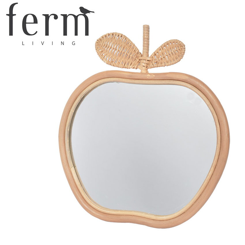 《クーポン配布!》ファーム リビング 鏡 ferm LIVING Apple Mirror ミラー かがみ 壁掛け 立て掛け ラタン 北欧 北欧雑貨 雑貨 インテリア ハンドメイド ナチュラル オシャレ かわいい おしゃれ 生活 りんご リンゴ フルーツ 果物 ベージュ ブラウン 茶