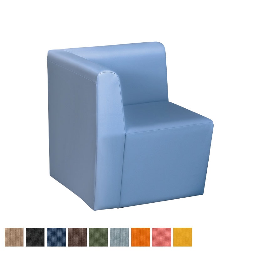 システムコーナースツール ロビーチェア 右端用 背付き 組み合わせ自在 張地ファブリック幅640×奥行640×高さ700mm