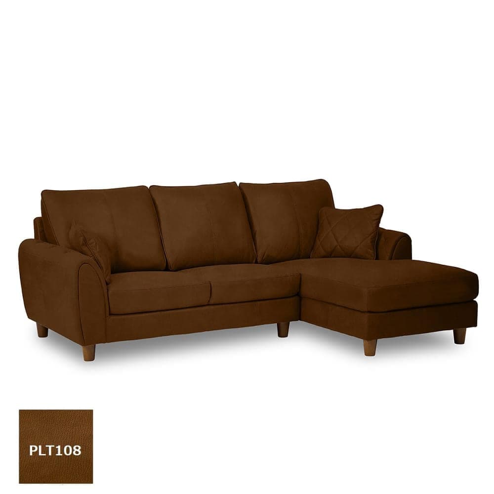 【レザーテックス】　シェーズロングソファ　ヘンリー　左カウチ　(『プライム』　バターブラウン)