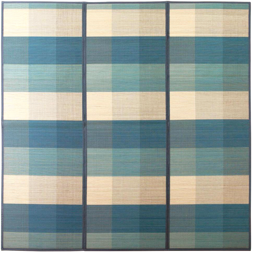 竹ラグ　チェック3　BL(180×180)