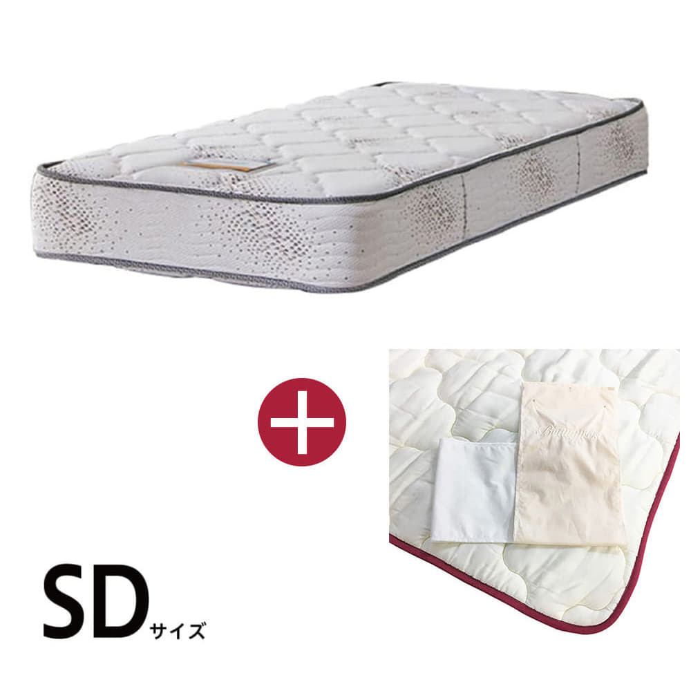［シモンズ］　6.5インチゴールデンバリュー2　AB16S03（セミダブルマットレス） ＋ 【寝装品3点セット】ラグジュアリー?　セミダブル　ホワイト／IV