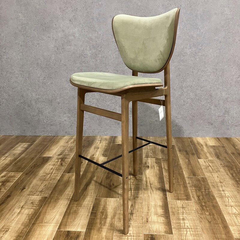 NORR11 Elephant Bar Stool Light Smoked Oak Velvet Light Green 75cm(幅460×奥行520×高さ1110(mm)北欧 モダン シンプル バースツール バーチェア)【中古】