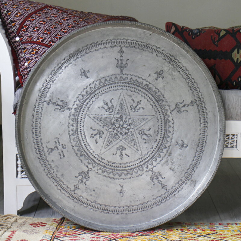 【15%OFFクーポン対象品】アンティーク・アナトリアの家具銅製の丸盆/直径78cm Turkish Nomadic round tray, Moroccan tray table, Hand made