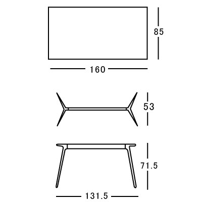 テーブル Baguette バゲット 脚:ポリッシュ×天板:MDF ホワイト / ブラック 160×85サイズ TV1706 TV1722mmis 新生活 インテリア