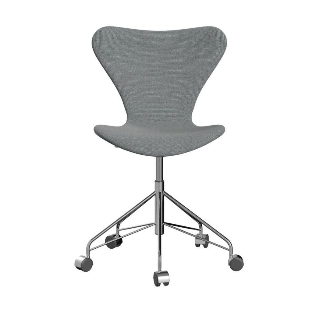 セブンチェア（3117）キャスター付き フルパディング スティールカット トリオ｜グレー／クローム脚