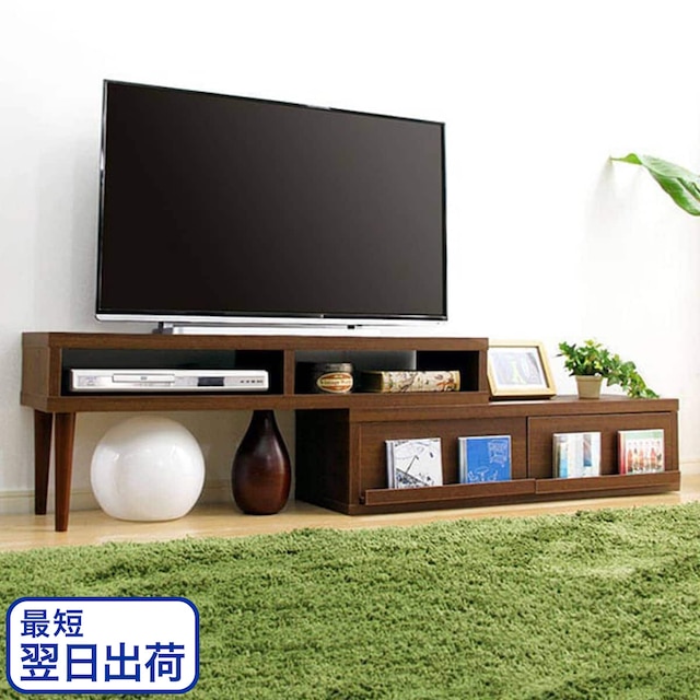 【最短翌日出荷】奥行き30cmの薄型伸長式テレビ台幅105-196cm(DBR)