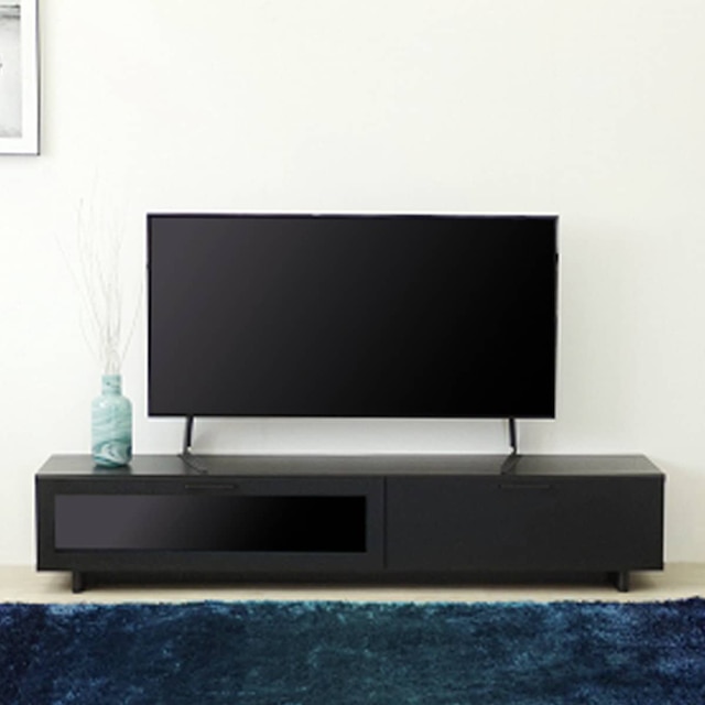 ブラックハンドルマットブラックテレビ台 (幅180cm)