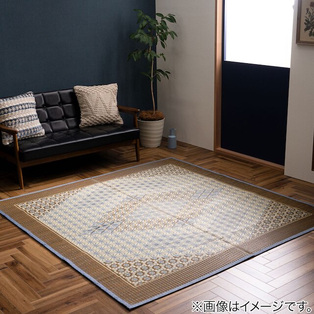 【国産】い草ラグ DX組子 191×250cm (グレー)