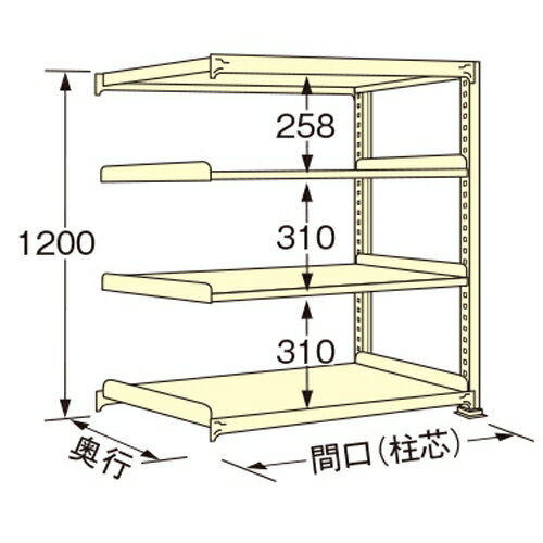 扶桑金属工業 中量ラック WM1212K04R 単連:連結タイプ 棚:4段(天板含む) [法人・事業所限定][送料別途お見積り]