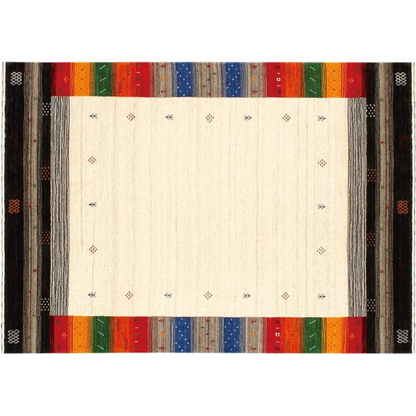 【ポイント20倍】防炎 ラグマット/絨毯 【約140×200cm 767/マルチ】 ホットカーペット対応 インド製 『ファインギャベ』 767/MULTI【代引不可】