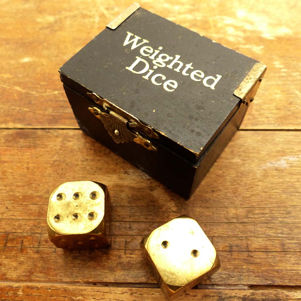 アンティーク 真鍮製 Weightted Dice / ダイス / サイコロ / ぺーパーウエイト 【中古】