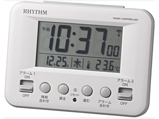 RHYTHM/リズム時計 8RZ191SR03 多機能電波デジタル時計フィットウェーブD191 ホワイト 温湿度表示 カレンダー