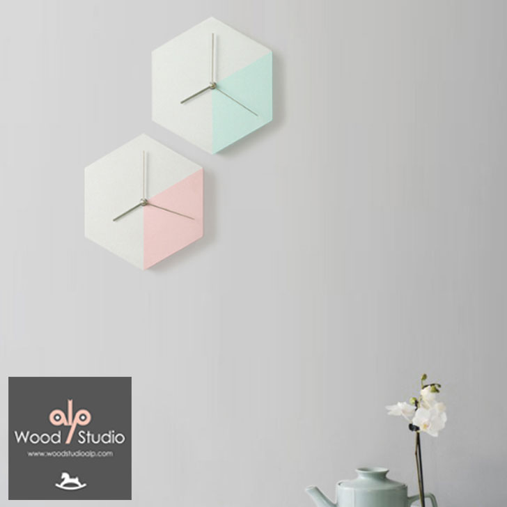 ウッドスタジオアルプ 掛け時計 正規販売店 WOOD STUDIO ALP CONCRETE HEXA CLOCK コンクリート ヘキサ クロック 韓国インテリア 韓国ブランド PINK ピンク MINT ミント ACC