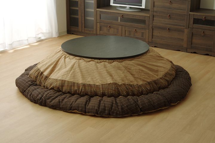 しじら 円形こたつ厚掛け布団単品 『ゆかり』 ブラウン 225cm丸【送料無料】【代引き不可】
