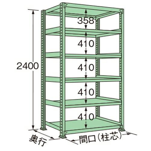 扶桑金属工業 中量ラック MM2415M06T 単連:単体タイプ 棚:6段(天板含む) [法人・事業所限定][送料別途お見積り]